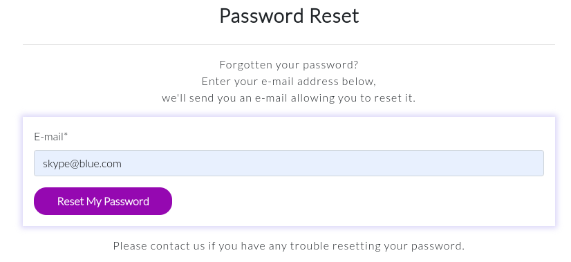 Reset password